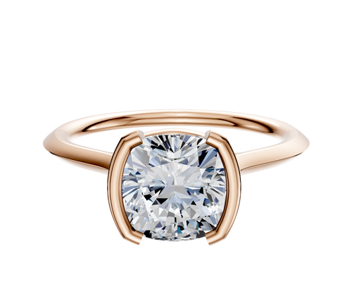 14K Rose Gold Bezel Half Bezel North/South Cathedral Knife Edge 1.5mm Engagement Ring