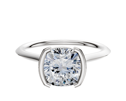 18K White Gold Bezel Half Bezel North/South Cathedral Knife Edge 1.5mm Engagement Ring