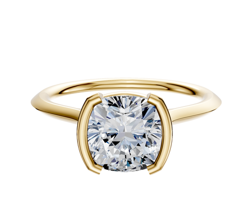 18K Yellow Gold Bezel Half Bezel North/South Cathedral Knife Edge 1.5mm Engagement Ring