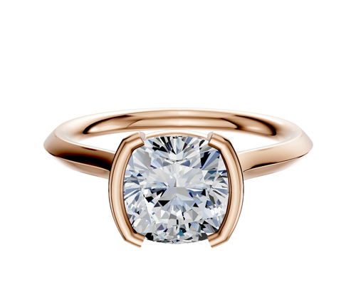 14K Rose Gold Bezel Half Bezel North/South Cathedral Knife Edge 2.0mm Engagement Ring