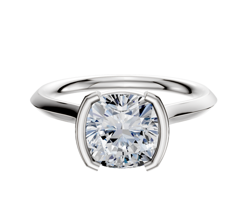 14K White Gold Bezel Half Bezel North/South Cathedral Knife Edge 2.0mm Engagement Ring