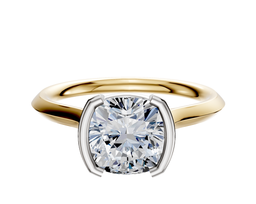 14K Two Tone Bezel Half Bezel North/South Cathedral Knife Edge 2.0mm Engagement Ring