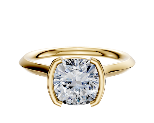 18K Yellow Gold Bezel Half Bezel North/South Cathedral Knife Edge 2.0mm Engagement Ring