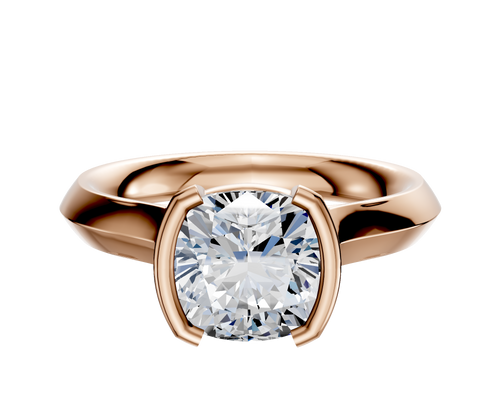 14K Rose Gold Bezel Half Bezel North/South Cathedral Knife Edge 3.0mm Engagement Ring