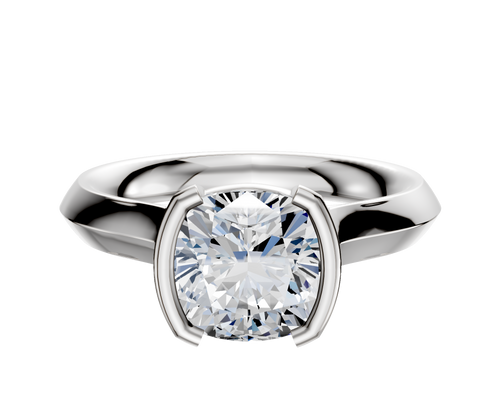 18K White Gold Bezel Half Bezel North/South Cathedral Knife Edge 3.0mm Engagement Ring