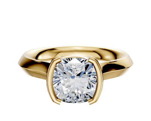 18K Yellow Gold Bezel Half Bezel North/South Cathedral Knife Edge 3.0mm Engagement Ring