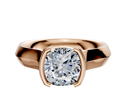 18K Rose Gold Bezel Half Bezel North/South Cathedral Knife Edge 4.0mm Engagement Ring