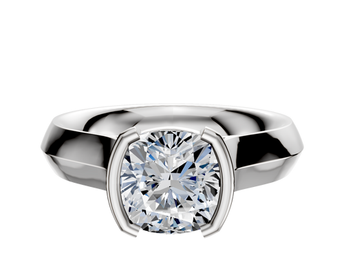 14K White Gold Bezel Half Bezel North/South Cathedral Knife Edge 4.0mm Engagement Ring