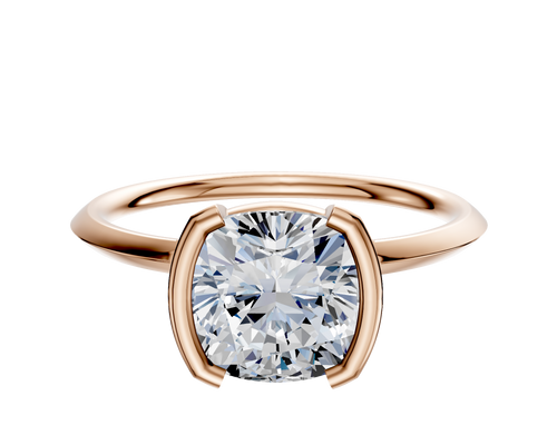 14K Rose Gold Bezel Half Bezel North/South Classic Knife Edge 1.5mm Engagement Ring
