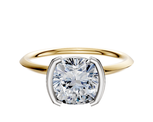 14K Two Tone Bezel Half Bezel North/South Classic Knife Edge 1.5mm Engagement Ring