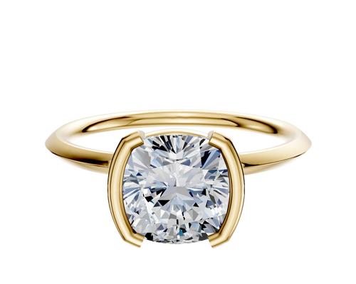 18K Yellow Gold Bezel Half Bezel North/South Classic Knife Edge 1.5mm Engagement Ring