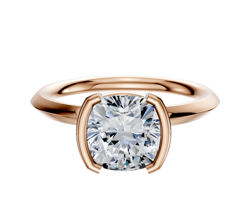 14K Rose Gold Bezel Half Bezel North/South Classic Knife Edge 2.0mm Engagement Ring