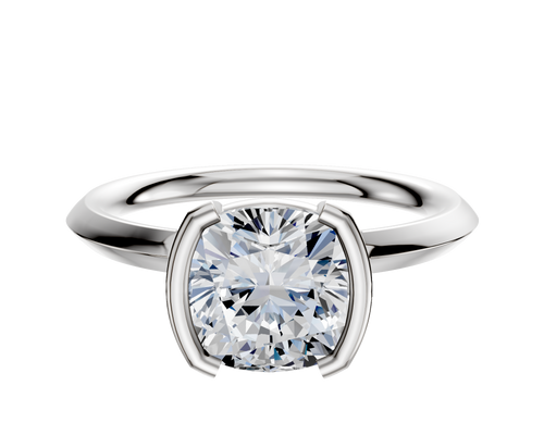 18K White Gold Bezel Half Bezel North/South Classic Knife Edge 2.0mm Engagement Ring