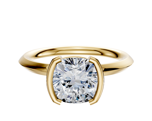 14K Yellow Gold Bezel Half Bezel North/South Classic Knife Edge 2.0mm Engagement Ring