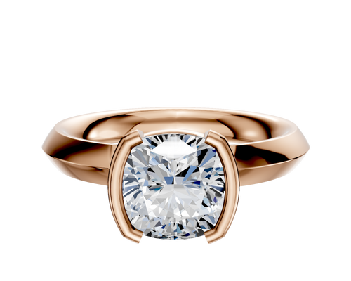 18K Rose Gold Bezel Half Bezel North/South Classic Knife Edge 3.0mm Engagement Ring