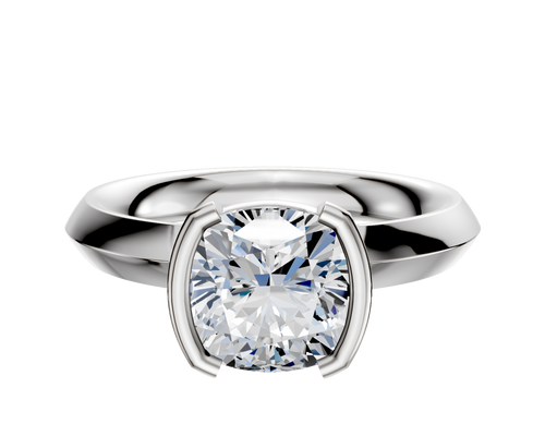 18K White Gold Bezel Half Bezel North/South Classic Knife Edge 3.0mm Engagement Ring