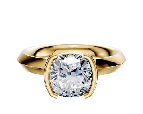 18K Yellow Gold Bezel Half Bezel North/South Classic Knife Edge 3.0mm Engagement Ring