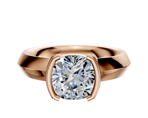 18K Rose Gold Bezel Half Bezel North/South Classic Knife Edge 4.0mm Engagement Ring