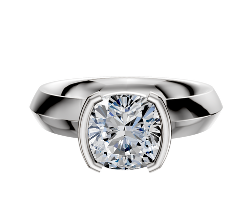Platinum Bezel Half Bezel North/South Classic Knife Edge 4.0mm Engagement Ring