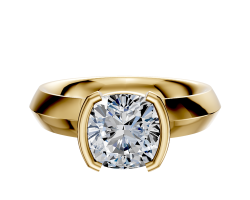 18K Yellow Gold Bezel Half Bezel North/South Classic Knife Edge 4.0mm Engagement Ring