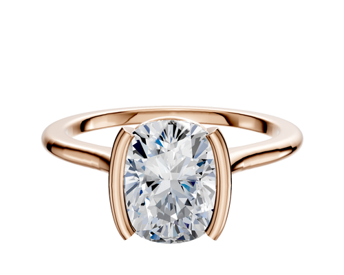 18K Rose Gold Bezel Half Bezel North/South Cathedral Dome 1.5mm Engagement Ring