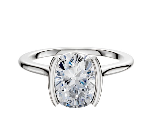 18K White Gold Bezel Half Bezel North/South Cathedral Dome 1.5mm Engagement Ring