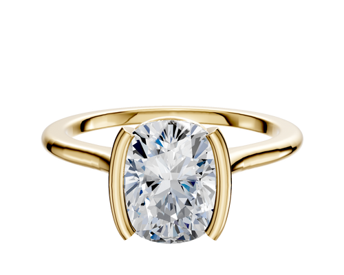 14K Yellow Gold Bezel Half Bezel North/South Cathedral Dome 1.5mm Engagement Ring