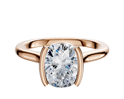 18K Rose Gold Bezel Half Bezel North/South Cathedral Dome 2.0mm Engagement Ring