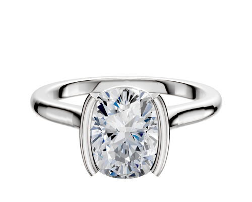 18K White Gold Bezel Half Bezel North/South Cathedral Dome 2.0mm Engagement Ring