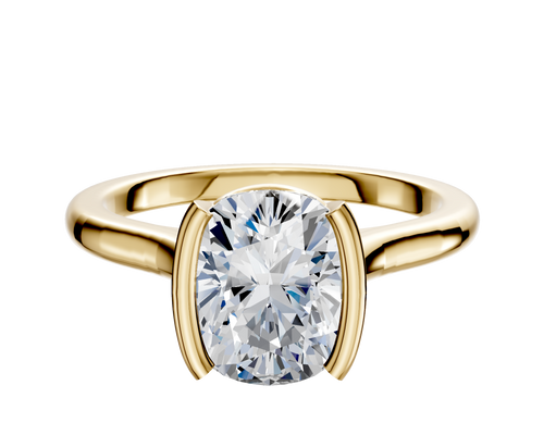 18K Yellow Gold Bezel Half Bezel North/South Cathedral Dome 2.0mm Engagement Ring