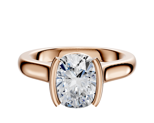 14K Rose Gold Bezel Half Bezel North/South Cathedral Dome 3.0mm Engagement Ring