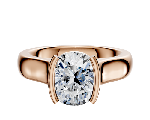 14K Rose Gold Bezel Half Bezel North/South Cathedral Dome 4.0mm Engagement Ring