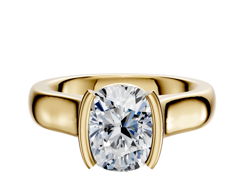 18K Yellow Gold Bezel Half Bezel North/South Cathedral Dome 4.0mm Engagement Ring