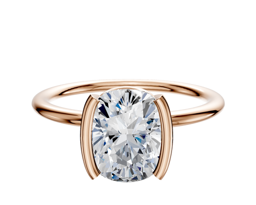 14K Rose Gold Bezel Half Bezel North/South Classic Dome 1.5mm Engagement Ring
