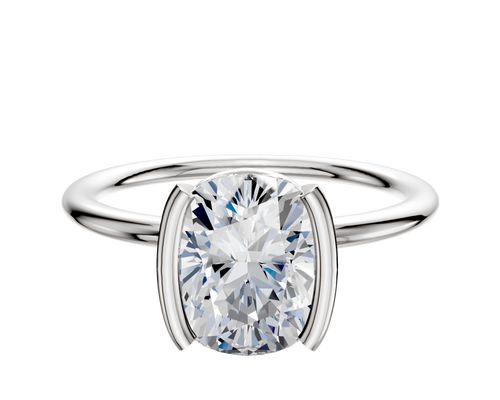 Platinum Bezel Half Bezel North/South Classic Dome 1.5mm Engagement Ring