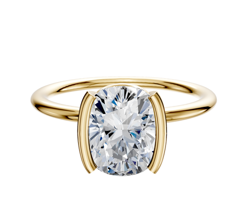 18K Yellow Gold Bezel Half Bezel North/South Classic Dome 1.5mm Engagement Ring