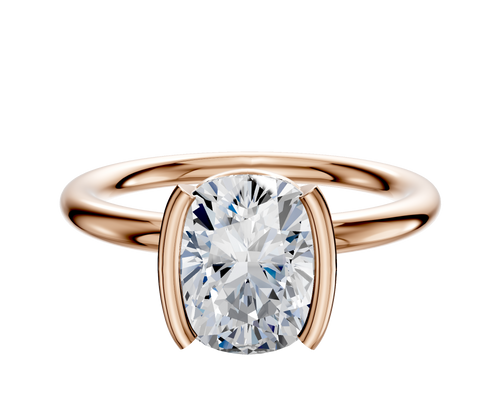 14K Rose Gold Bezel Half Bezel North/South Classic Dome 2.0mm Engagement Ring