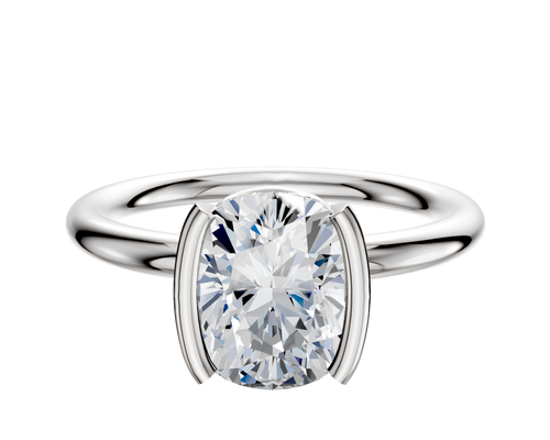 18K White Gold Bezel Half Bezel North/South Classic Dome 2.0mm Engagement Ring