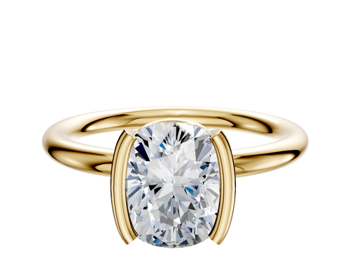 14K Yellow Gold Bezel Half Bezel North/South Classic Dome 2.0mm Engagement Ring