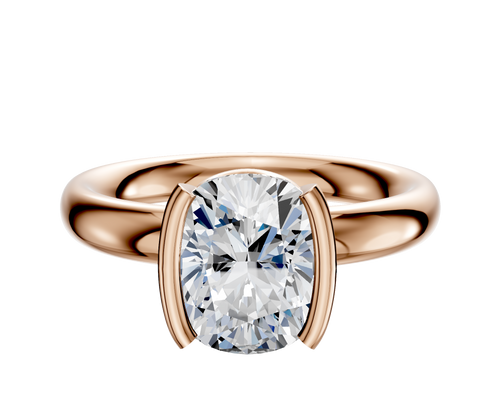 14K Rose Gold Bezel Half Bezel North/South Classic Dome 3.0mm Engagement Ring