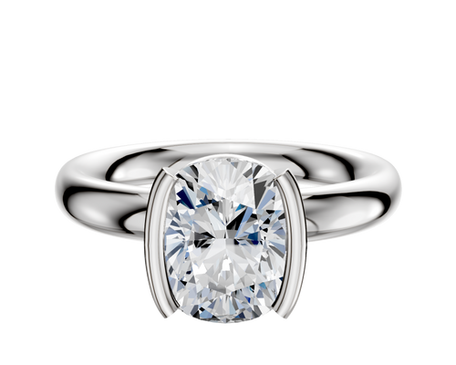 14K White Gold Bezel Half Bezel North/South Classic Dome 3.0mm Engagement Ring