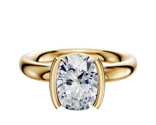 14K Yellow Gold Bezel Half Bezel North/South Classic Dome 3.0mm Engagement Ring