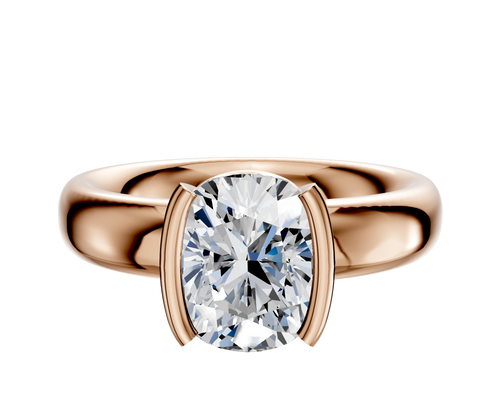18K Rose Gold Bezel Half Bezel North/South Classic Dome 4.0mm Engagement Ring