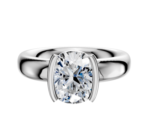 18K White Gold Bezel Half Bezel North/South Classic Dome 4.0mm Engagement Ring