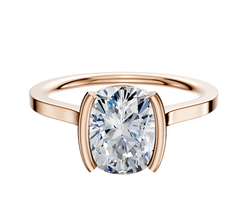 18K Rose Gold Bezel Half Bezel North/South Cathedral Flat 1.5mm Engagement Ring