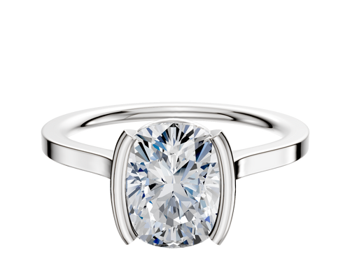 Platinum Bezel Half Bezel North/South Cathedral Flat 1.5mm Engagement Ring