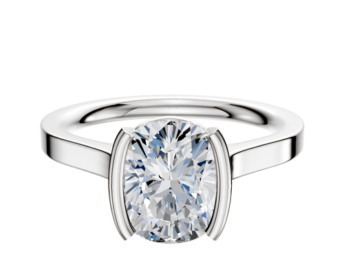 18K White Gold Bezel Half Bezel North/South Cathedral Flat 2.0mm Engagement Ring