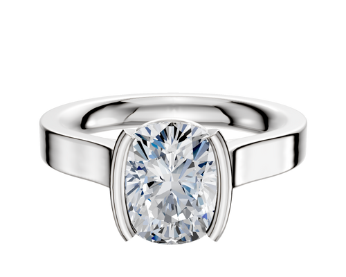 Platinum Bezel Half Bezel North/South Cathedral Flat 3.0mm Engagement Ring