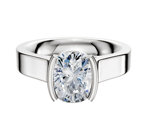 Platinum Bezel Half Bezel North/South Cathedral Flat 4.0mm Engagement Ring
