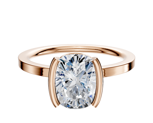 18K Rose Gold Bezel Half Bezel North/South Classic Flat 1.5mm Engagement Ring